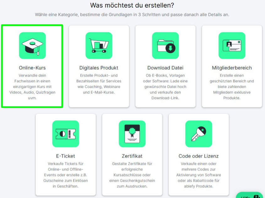 Ablefy Kurs anlegen