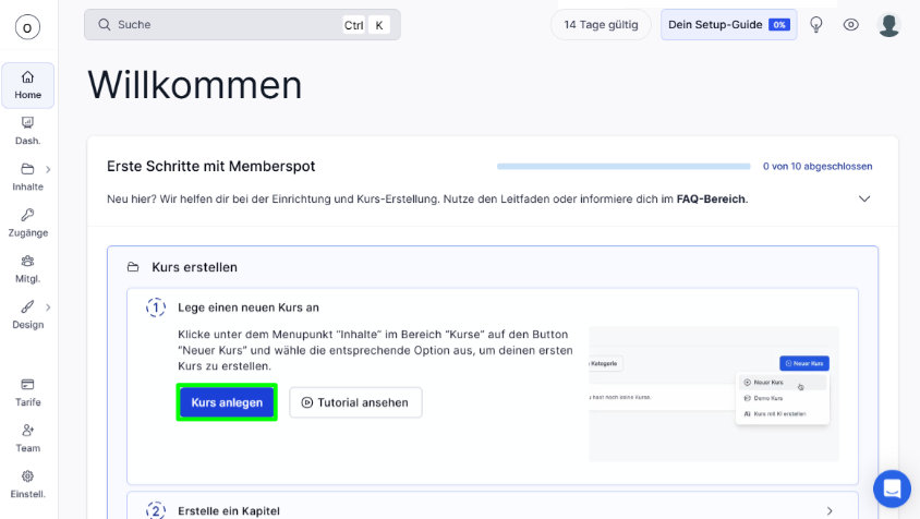Memberspot Willkommen